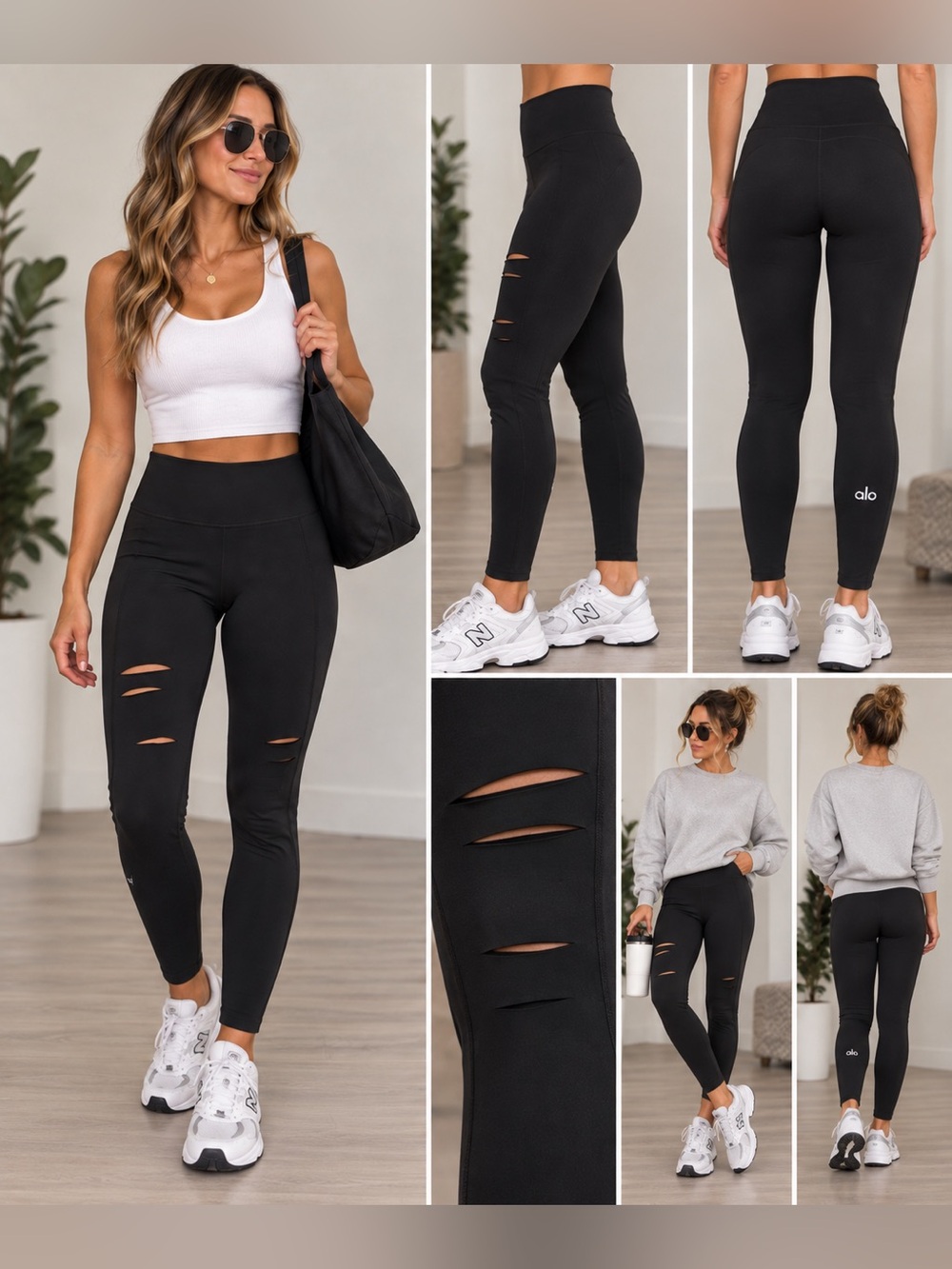 Alo Yoga High Waist Ripped Warrior
Leggings Black Size Medium